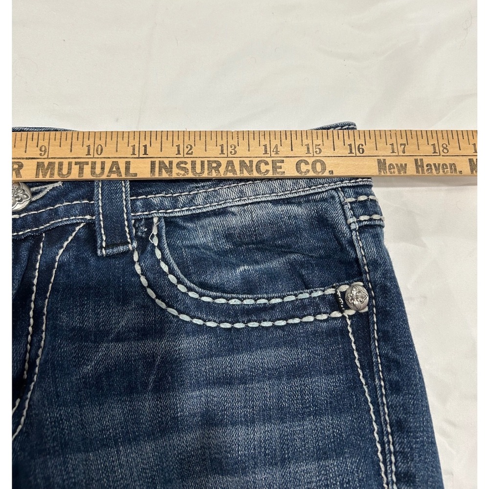 Miss Me Skinny Jeans  30 Western Fleur de Lis Rhinestone Cowgirl Rodeo JP6348S - Picture 9 of 14